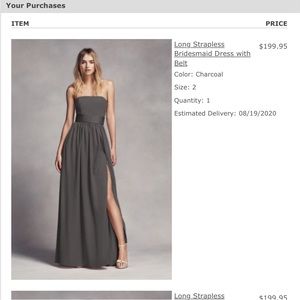 White by Vera Wang Strapless Long Dress, David’s Bridal Bridesmaid/Formal Dress